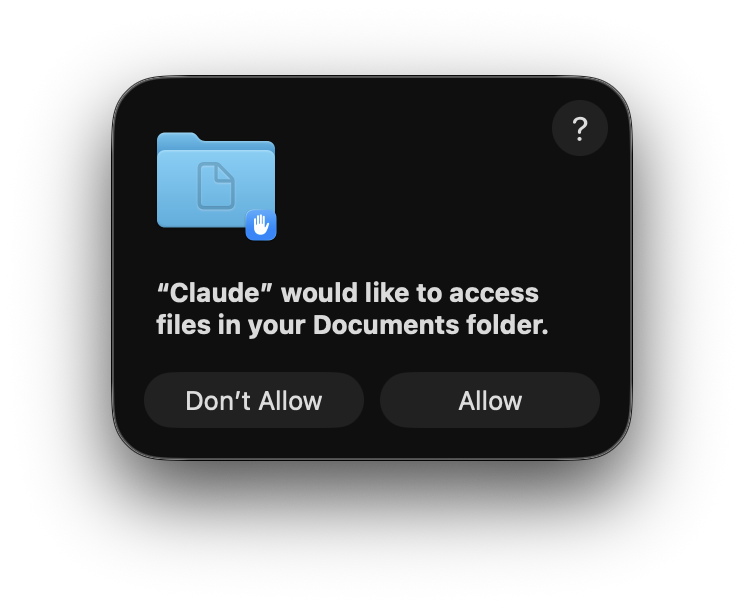 Claude Desktop TCC consent prompt