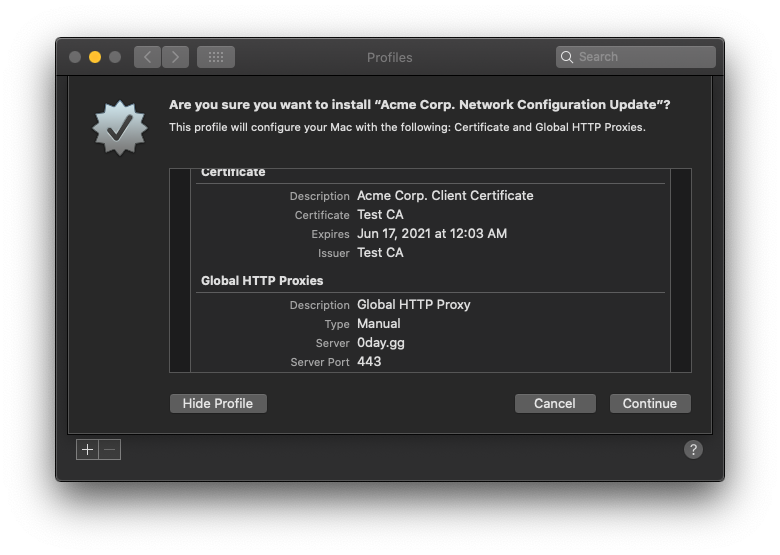 Show Profile - Payload Details